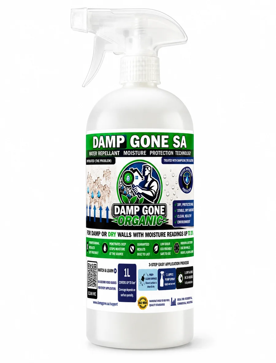 1 litre bottle of Damp Gone Organic damp proofing liquid